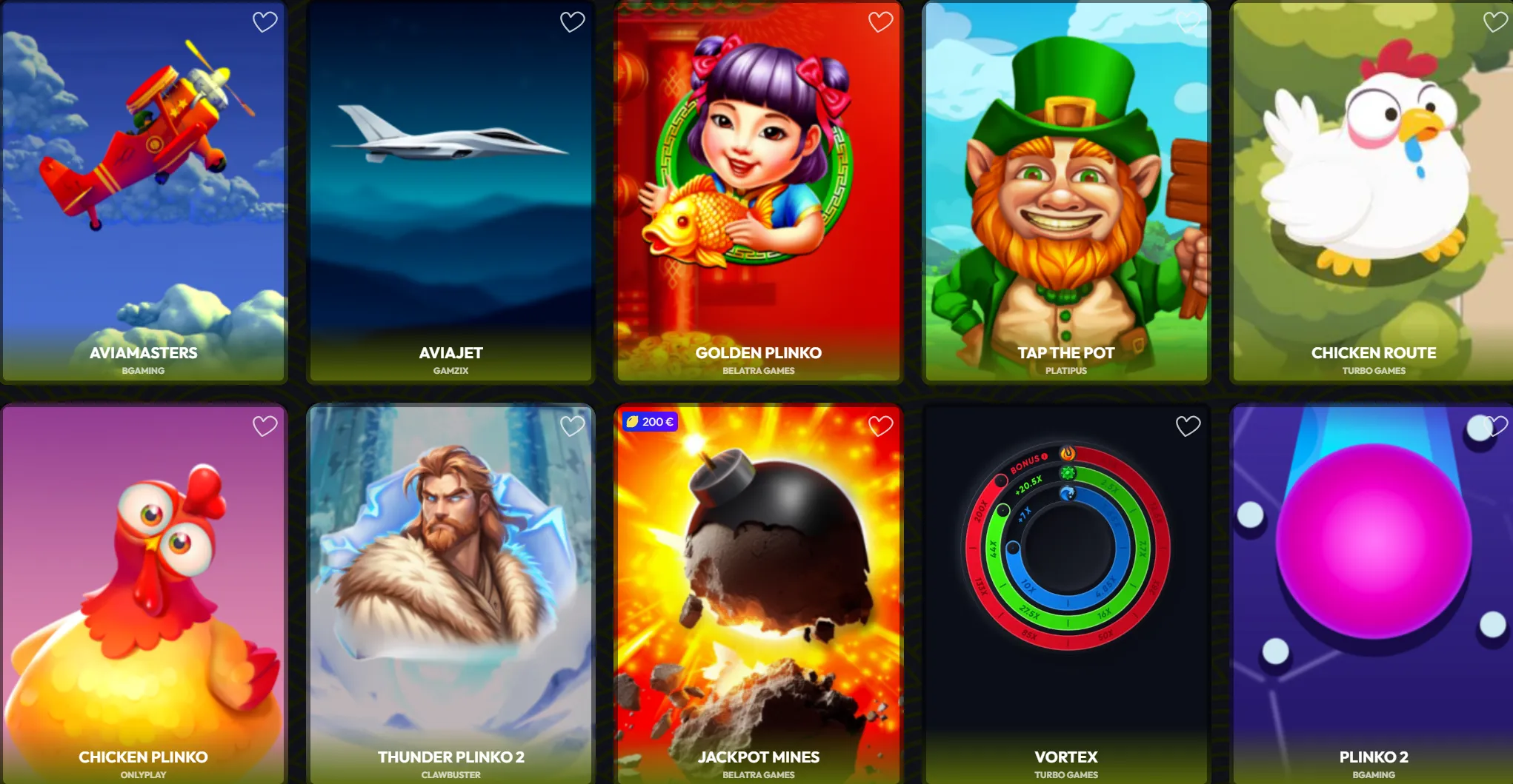 Instant win games in MakiSpin Casino zoals Aviamasters, Golden Plinko en Jackpot Mines